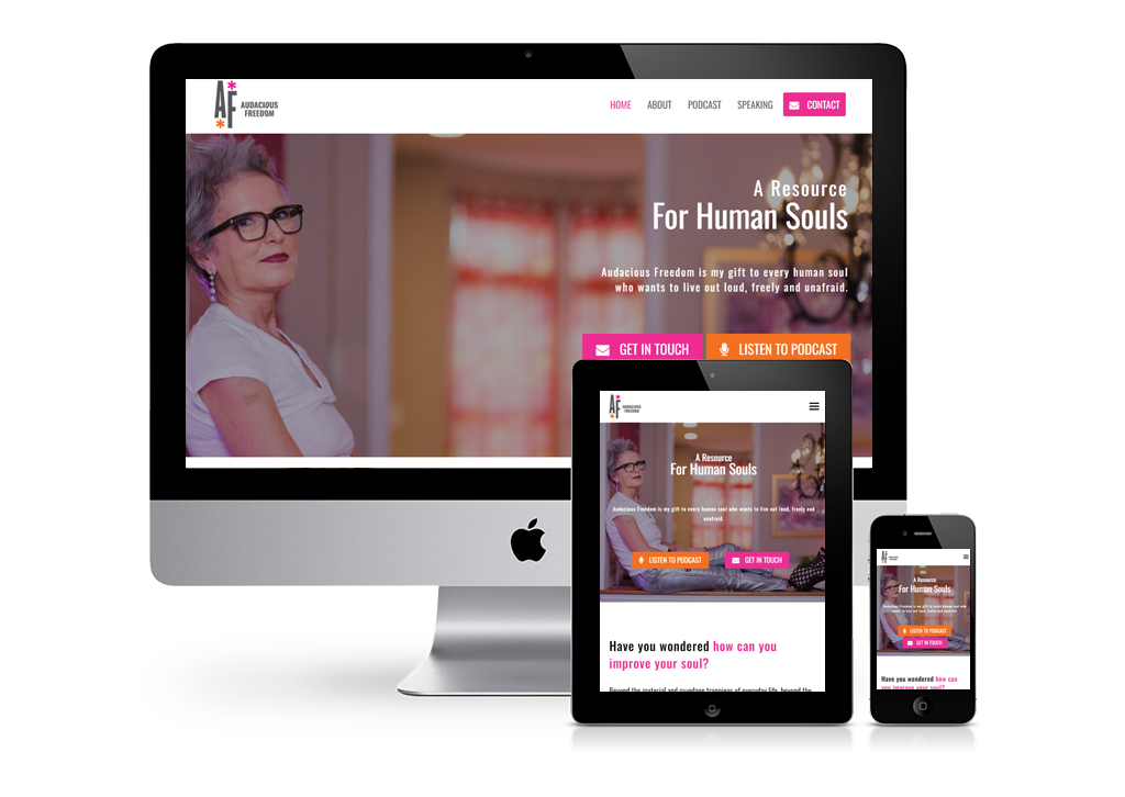 Audacious Freedom website responsiveness across multiple devices